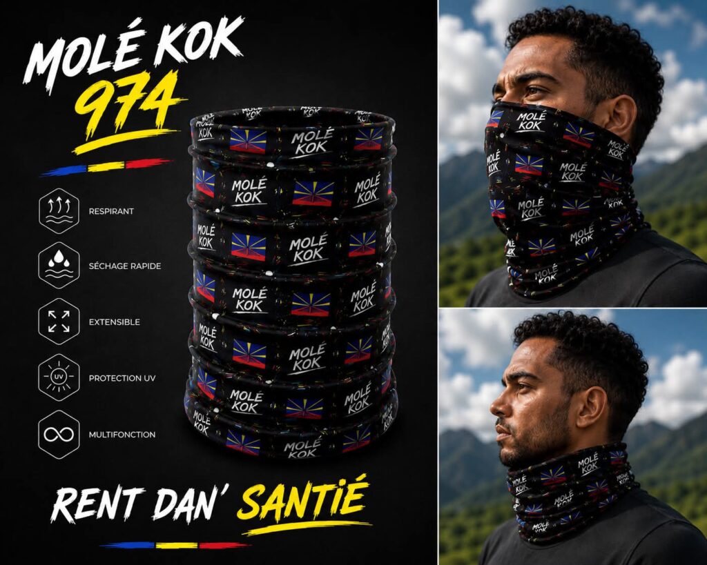 Tour de cou multifonctionnel Molé Kok 974 aux couleurs de La Réunion