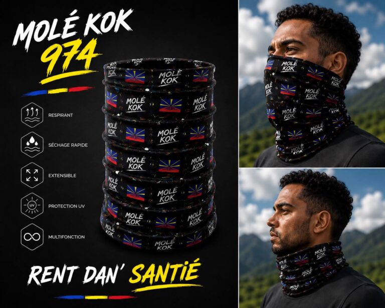 Tour de cou multifonctionnel Molé Kok 974 aux couleurs de La Réunion