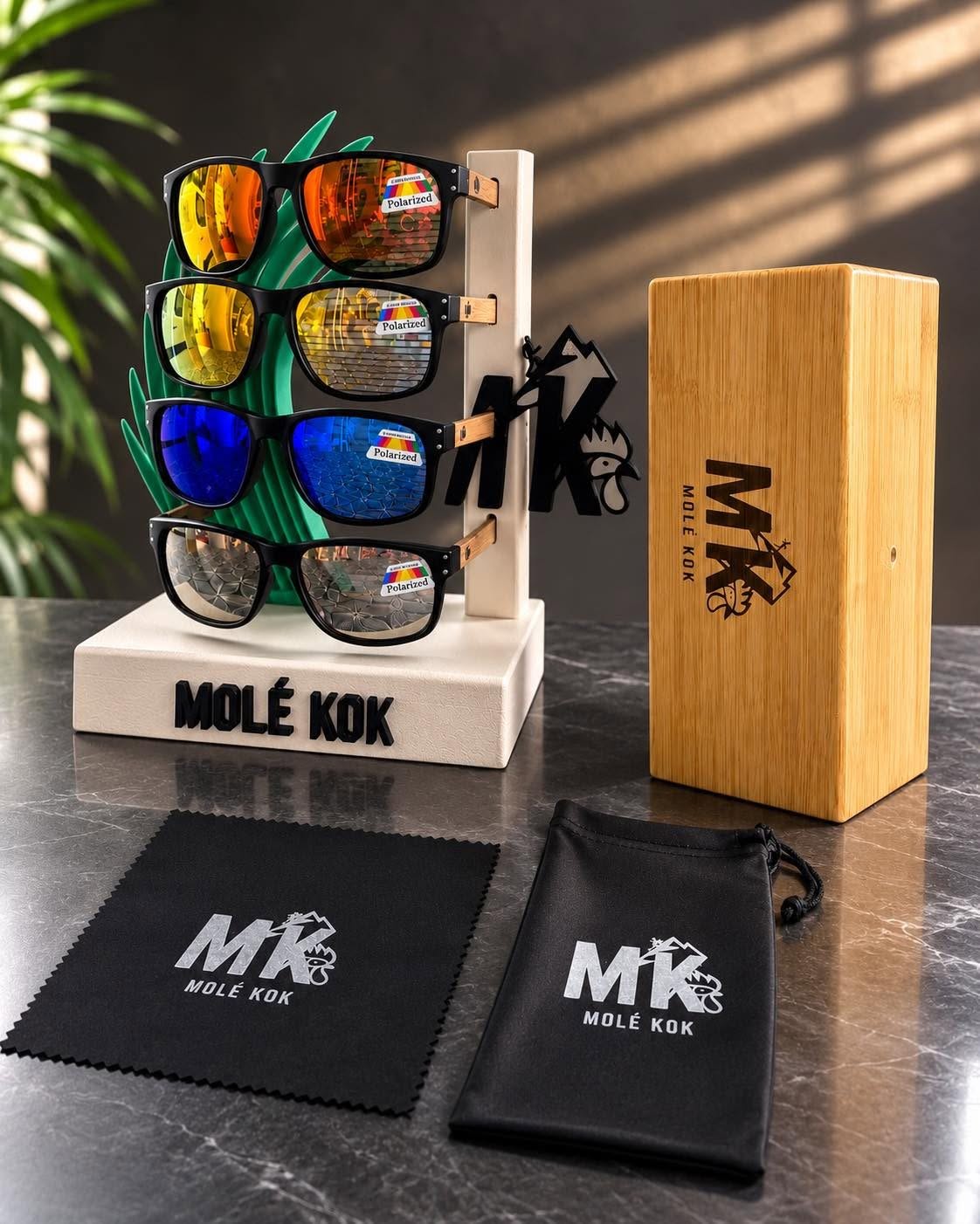 Lunettes de soleil polarisées Molé Kok® à branches en bois, style péï La Réunion