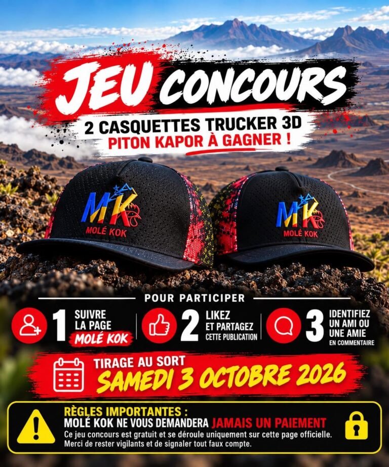Jeu concours Molé Kok : 2 casquettes Trucker 3D Piton Kapor à gagner !