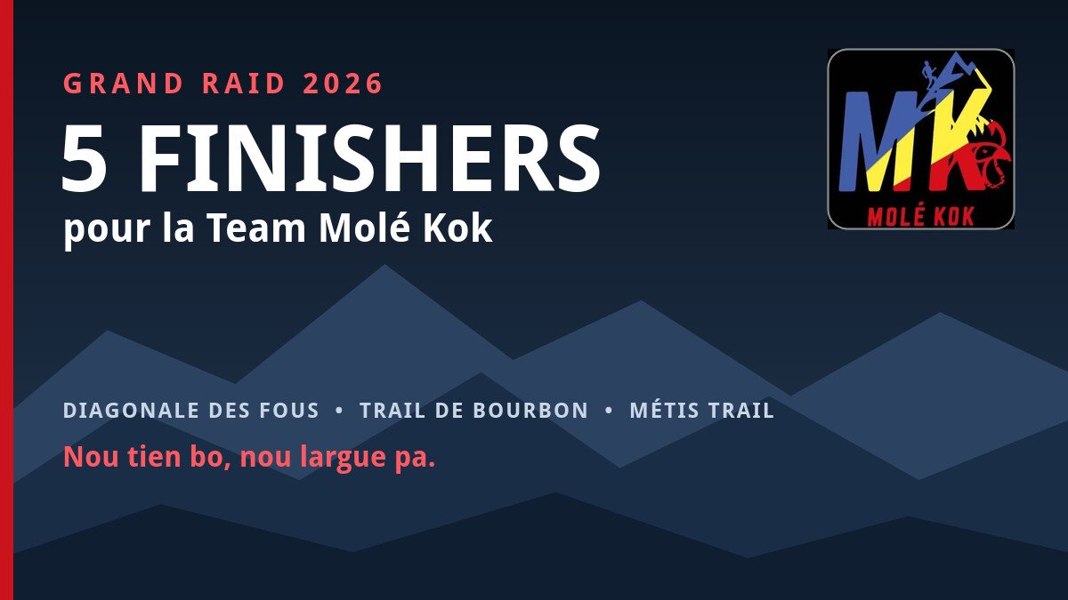 Visuel Grand Raid 2026 : 5 finishers pour la Team Molé Kok